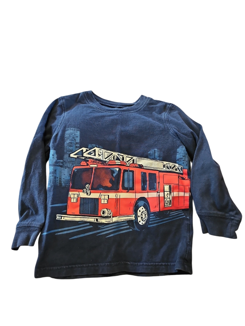 Carter's Navy Long-Sleeve Tee with Red Fire Truck Graphic Size 3t